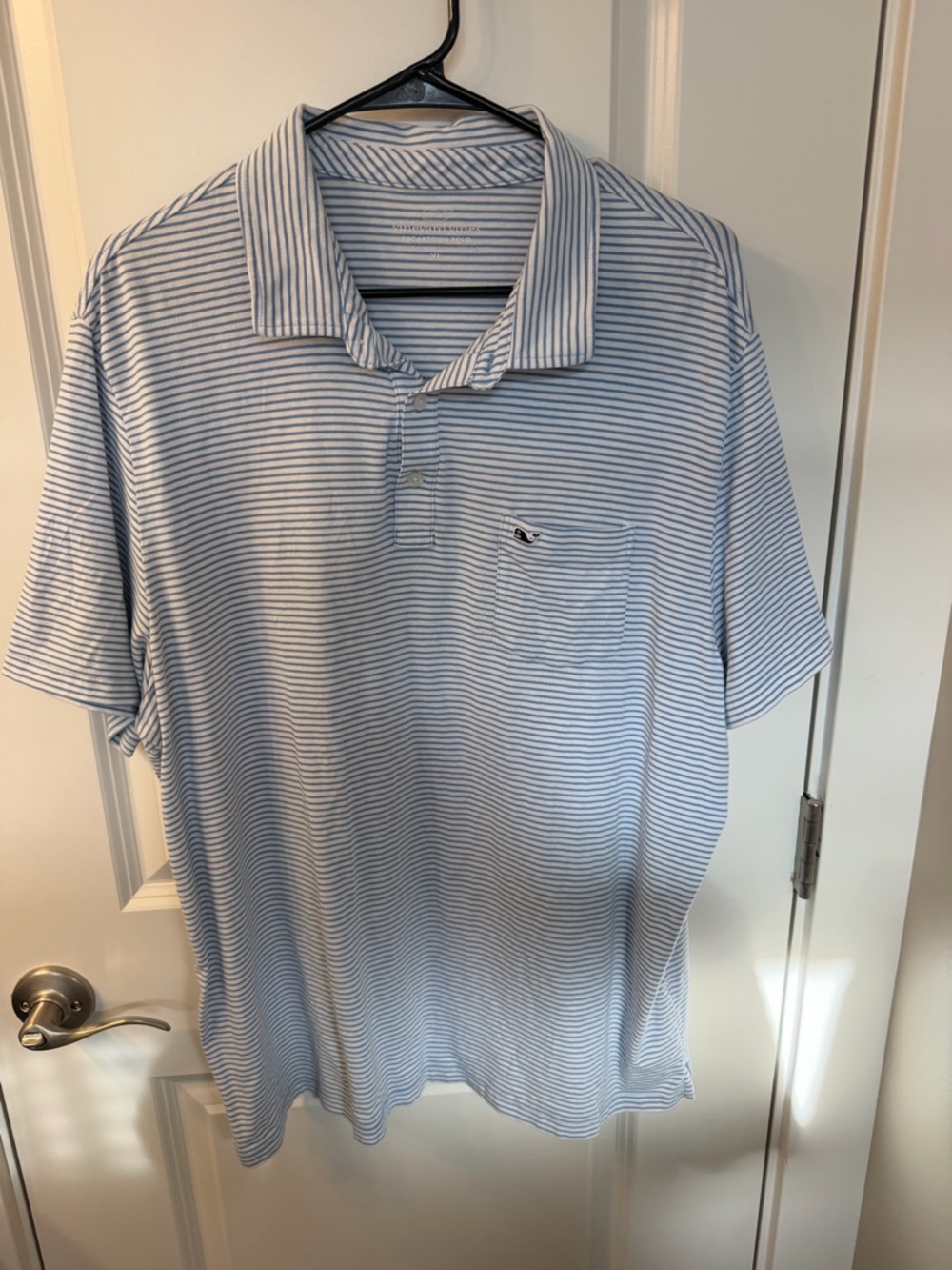 Vineyard Vines Light Blue & White Striped Edgartown Polo
